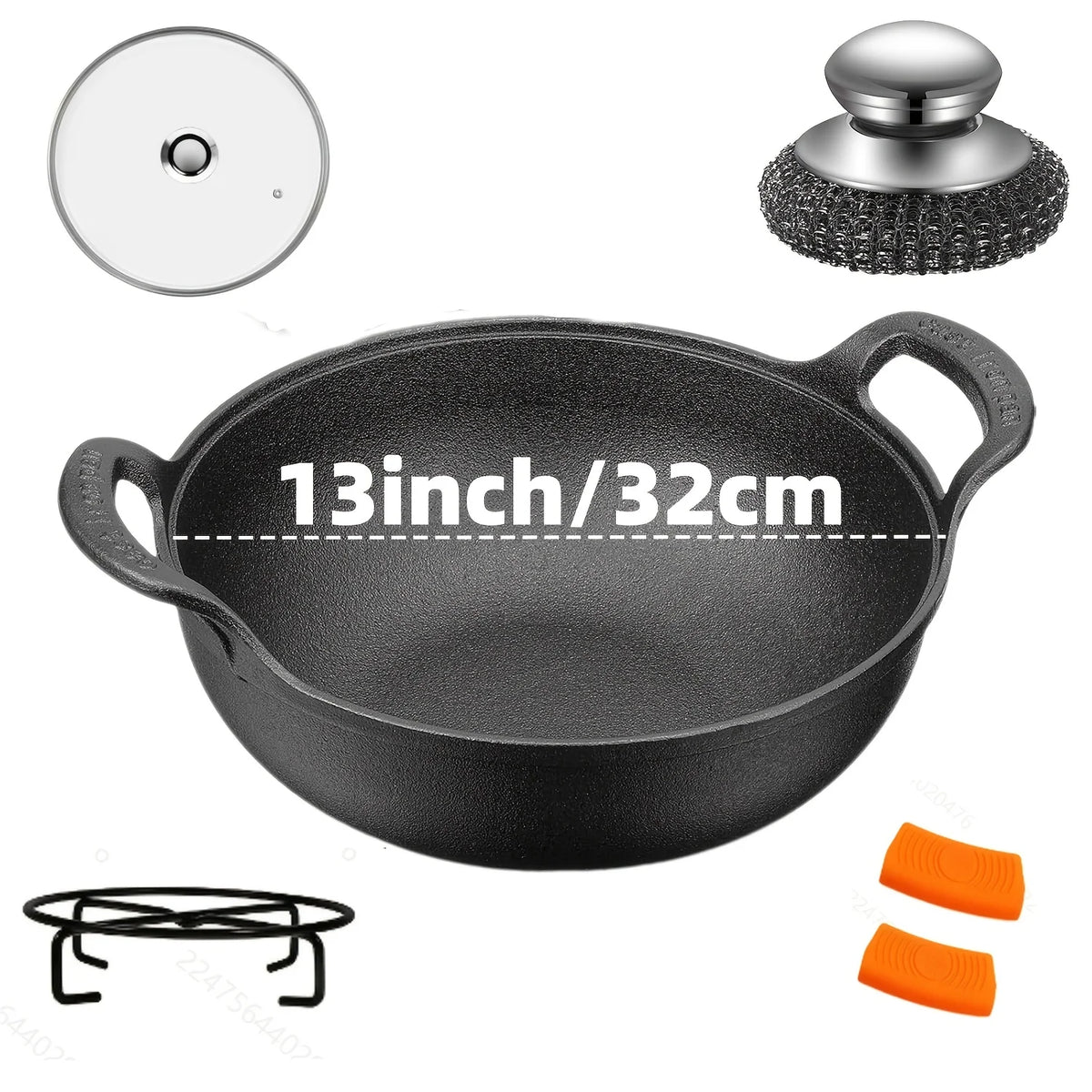 Preseasoned Cast Iron Skillet Set for Oven Grill and Campfire