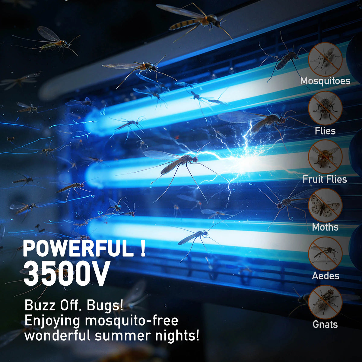 Solar Bug Zapper, Outdoor Mosquito Killer with LED Light, 3500V Electric Insect Trap, USB Rechargeable Fly Zapper for Patio Garden Backyard Camping