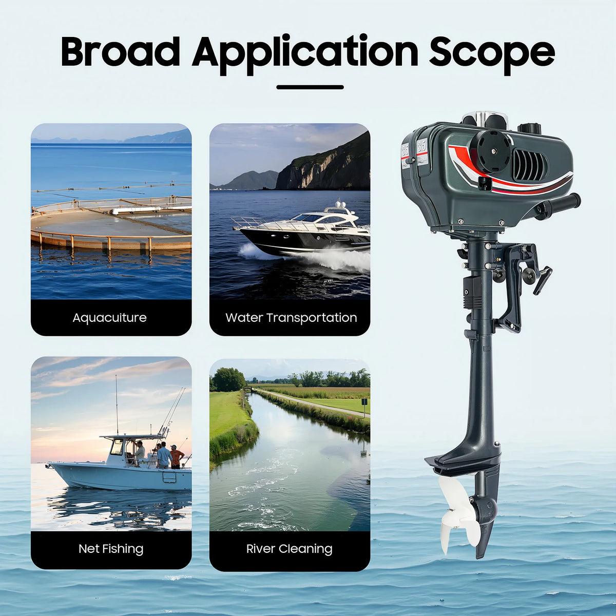 Bymaocar Two Stroke Outboard Motor With Manual Start