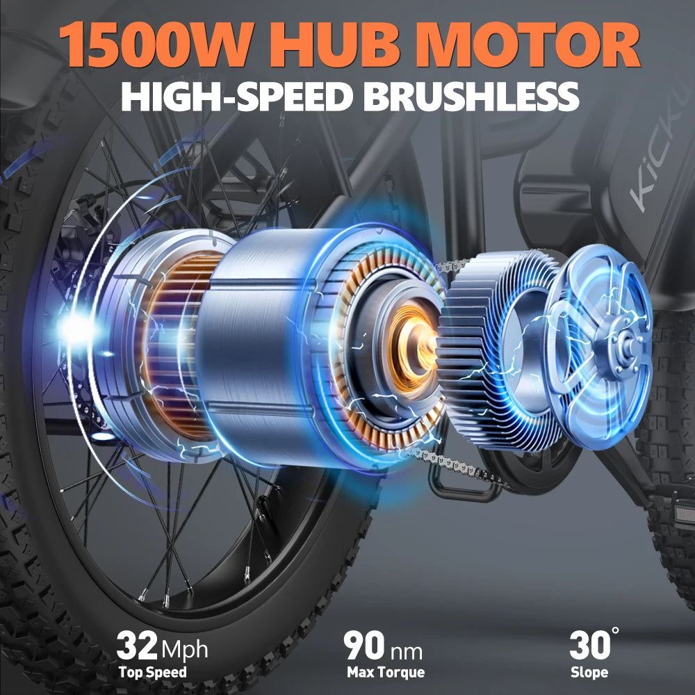 Kickwey LD20 Premium Mountain Electric Fat Tire Bicycle