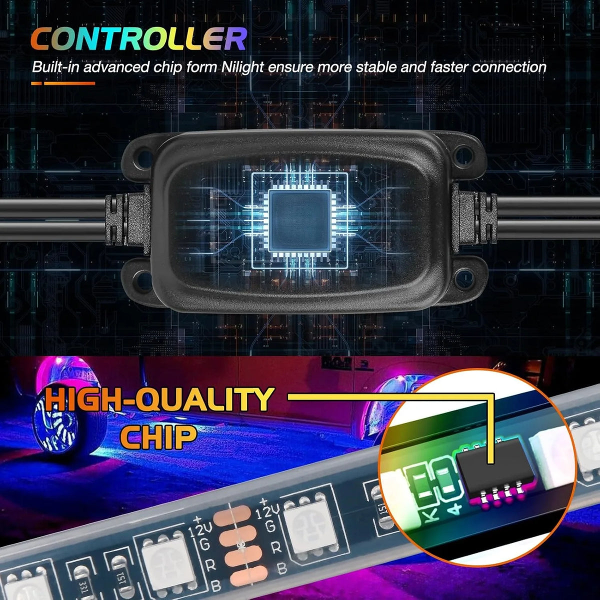 Nilight LED Wheel Ring Lights With App And Remote Control