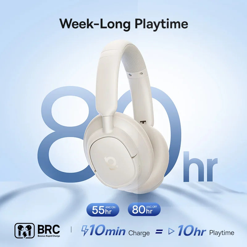 Baseus Bass Wireless Noise Canceling Over Ear Headphones Spatial Audio