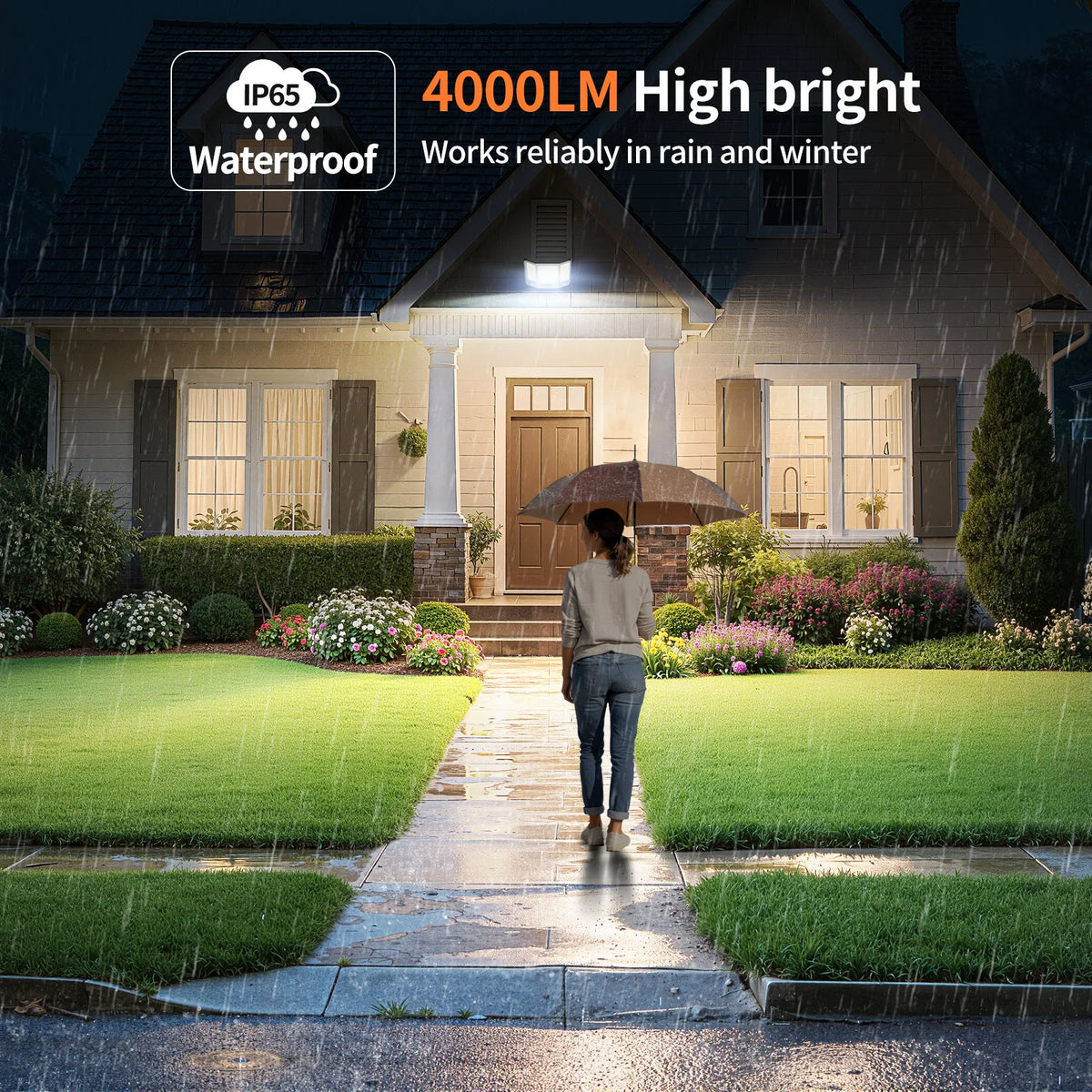 Intelamp Solar Street Flood Light With Dual Sensors for Outdoor Yards