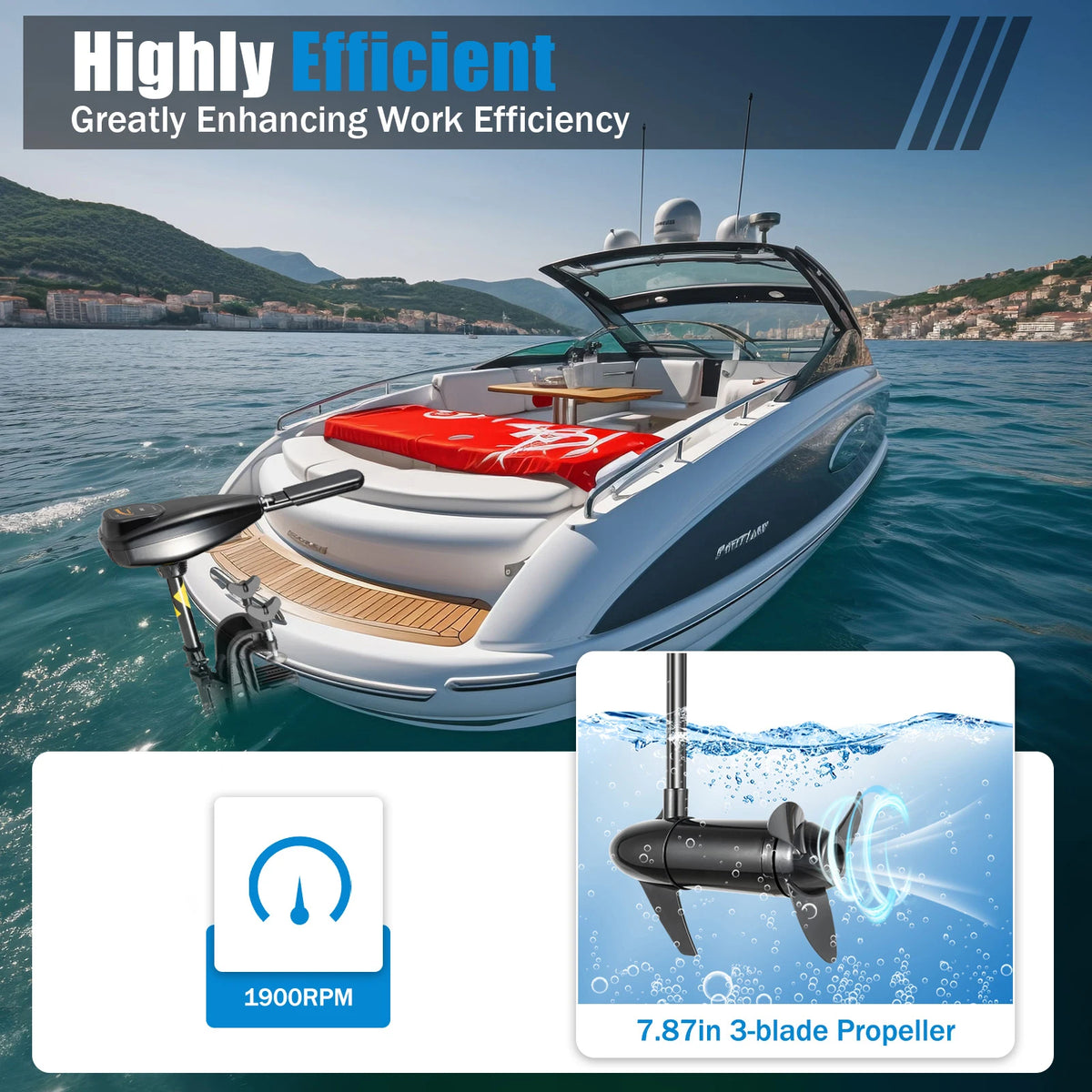 Electric Trolling Outboard Motor With 80 Pound Thrust for Fishing Boats