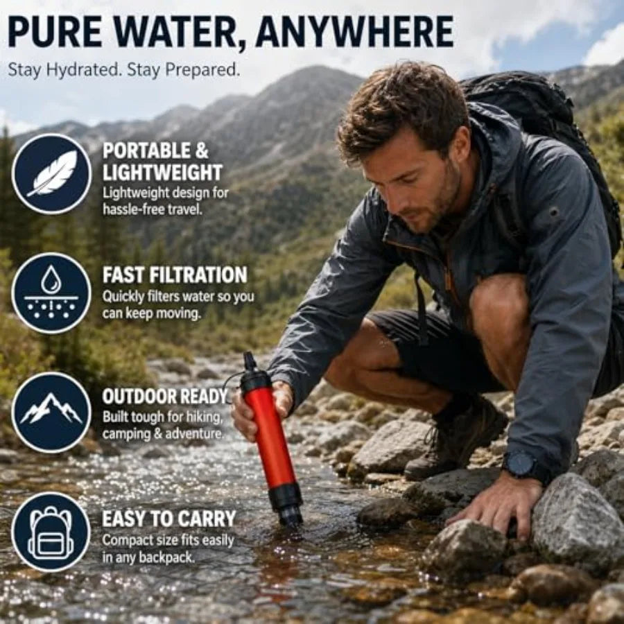 Water Filter Straw For Camping Hiking Travel And Outdoor Purification