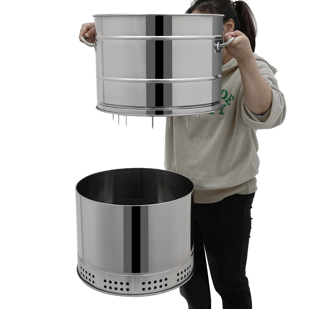 Portable Stainless Steel Hanging Charcoal Grill With Rotating Skewers