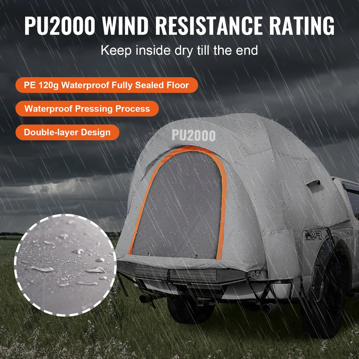 SucceBuy Waterproof Truck Bed Tent With Rainfly For Camping