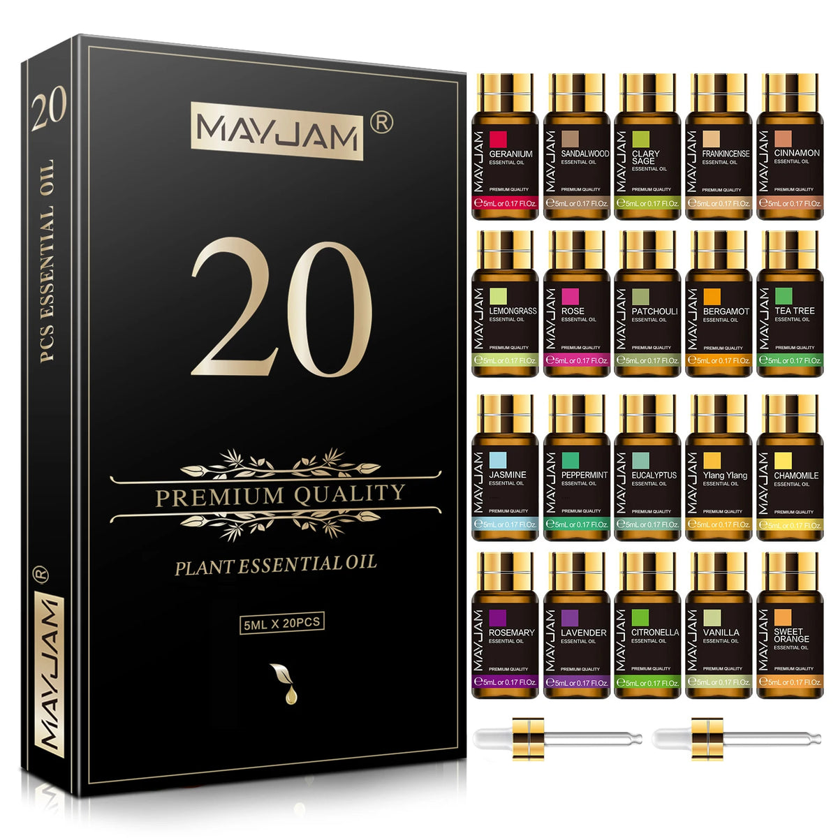 MAYJAM Essential Oils Set With Lavender Jasmine Eucalyptus And Vanilla