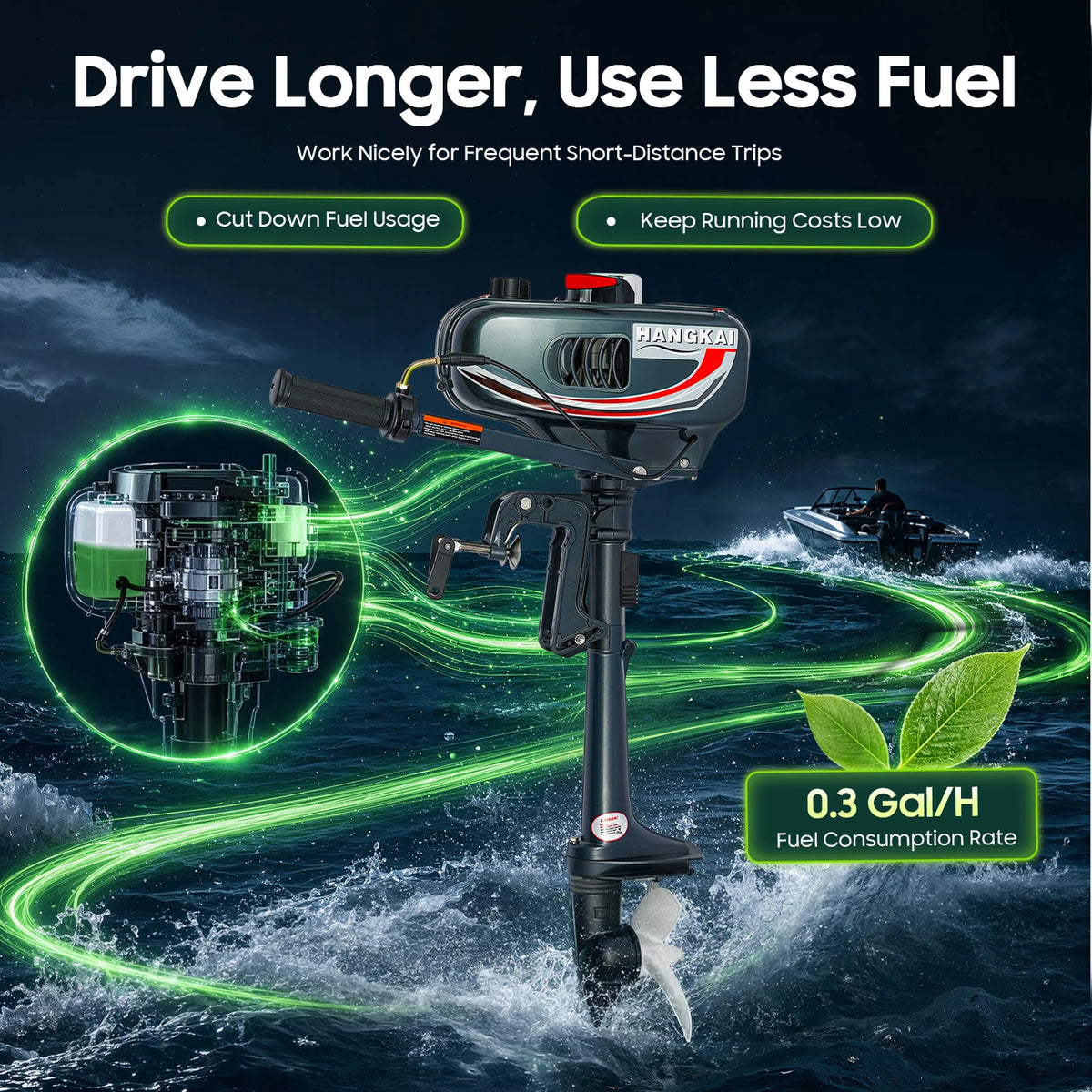Bymaocar Two Stroke Outboard Motor With Manual Start