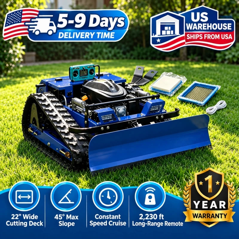 DEEPKRON Remote Control Lawn Mower With Snow Shovel And Blades