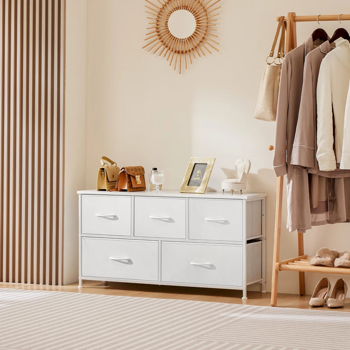 JHK Bedroom Wardrobe Cabinet With Fabric Drawers For Storage
