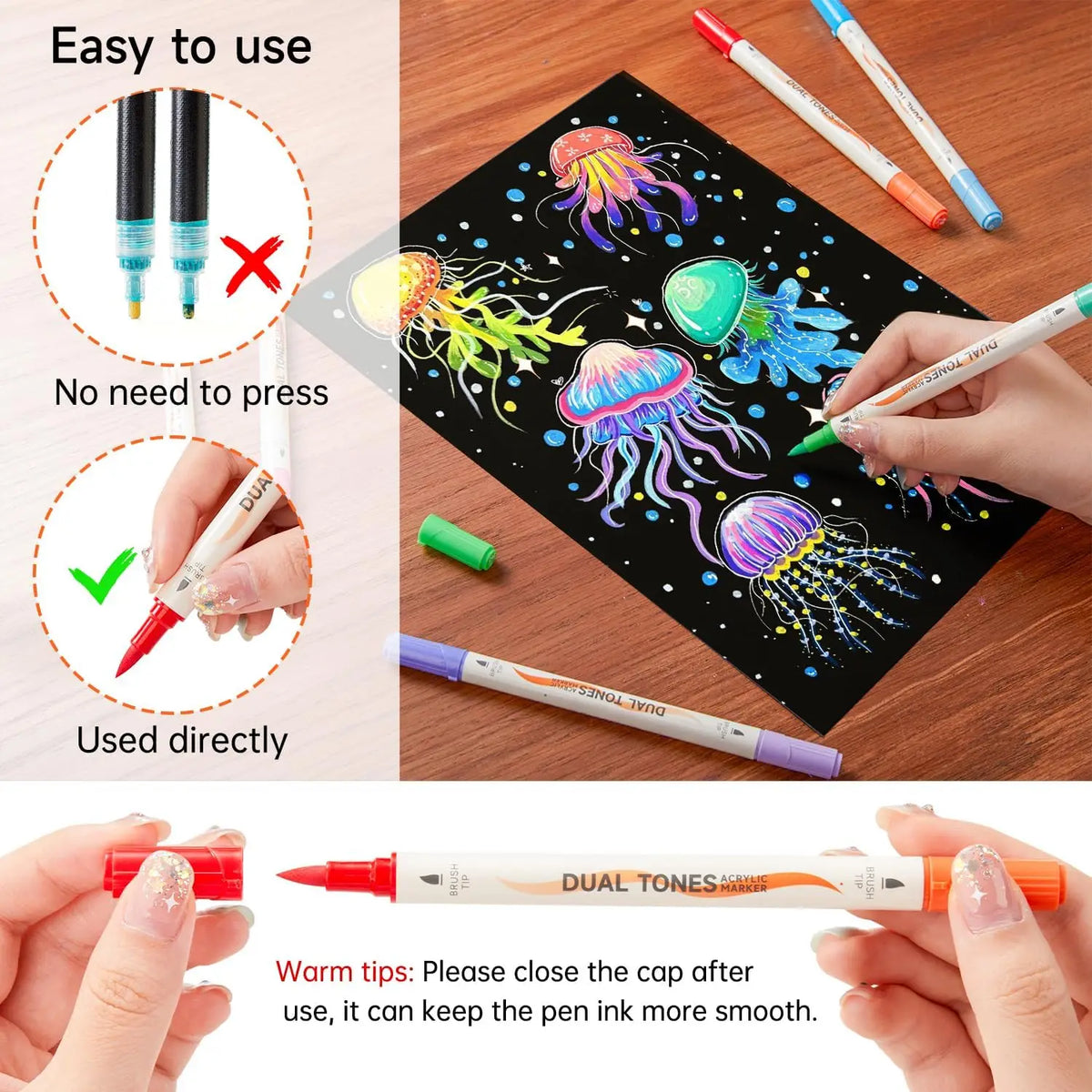 Shuttle Art 120 Colors Dual Tone Acrylic Paint Markers, 60 Pack Acrylic Paint Pens Set for Rock Painting, Ceramic, Wood, Canvas, Glass, Stone, Fabric, Card Making, DIY Football Crafts, FlipFunAlong