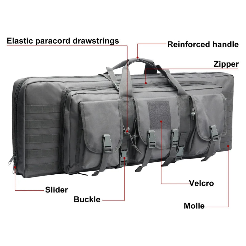 LQARMY Tactical Double Rifle Case Molle Hunting Airsoft Gun Bag