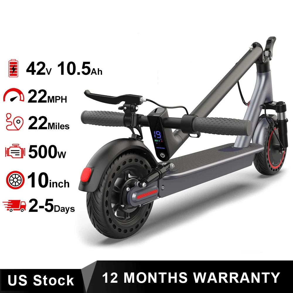 2026 NEW 10‘’ Electric Scooter for Adults,500W Powerful Motor,22 Miles Long Range,Dual Braking System,22Mph Max Speed,Foldable E Scooter with Solid Tires,APP Control