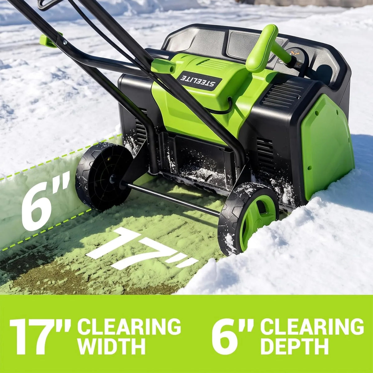 Deli Corded Electric Snow Shovel With Wheels Dual Safety Switch