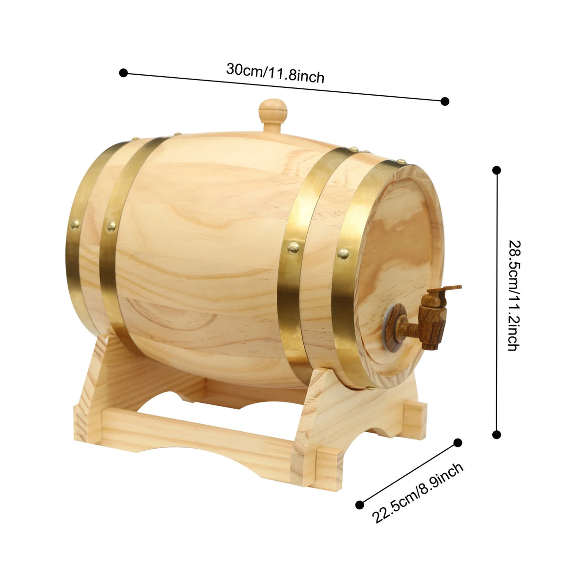 Wine Barrel Wine Barrel with Stand Wood Barrel for Whiskey and Wine 1.32 Gallon Pine Wood Wine Dispenser Barrel Oval Log Grain With Stable Stand Metal Hoop Spigot Faucet Easy Clean For Home Bar Party Wedding Housewarming Gift