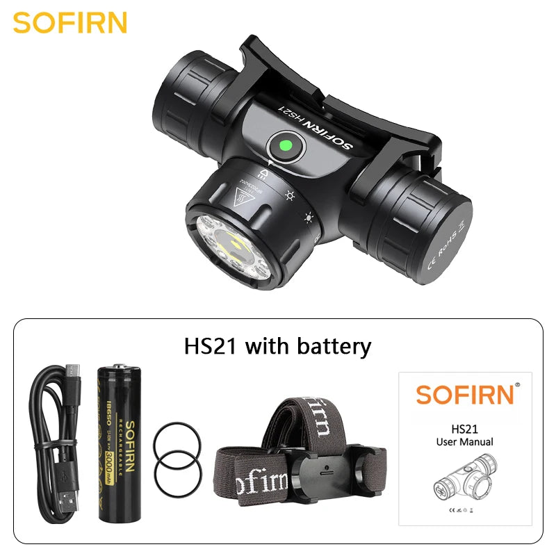 Sofirn HS21 USB C Rechargeable LED Headlamp For Camping Hiking