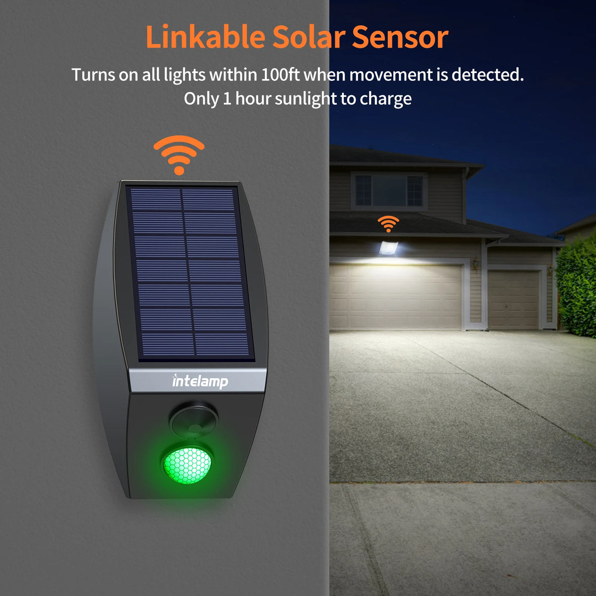 Intelamp Solar Street Flood Light With Dual Sensors for Outdoor Yards