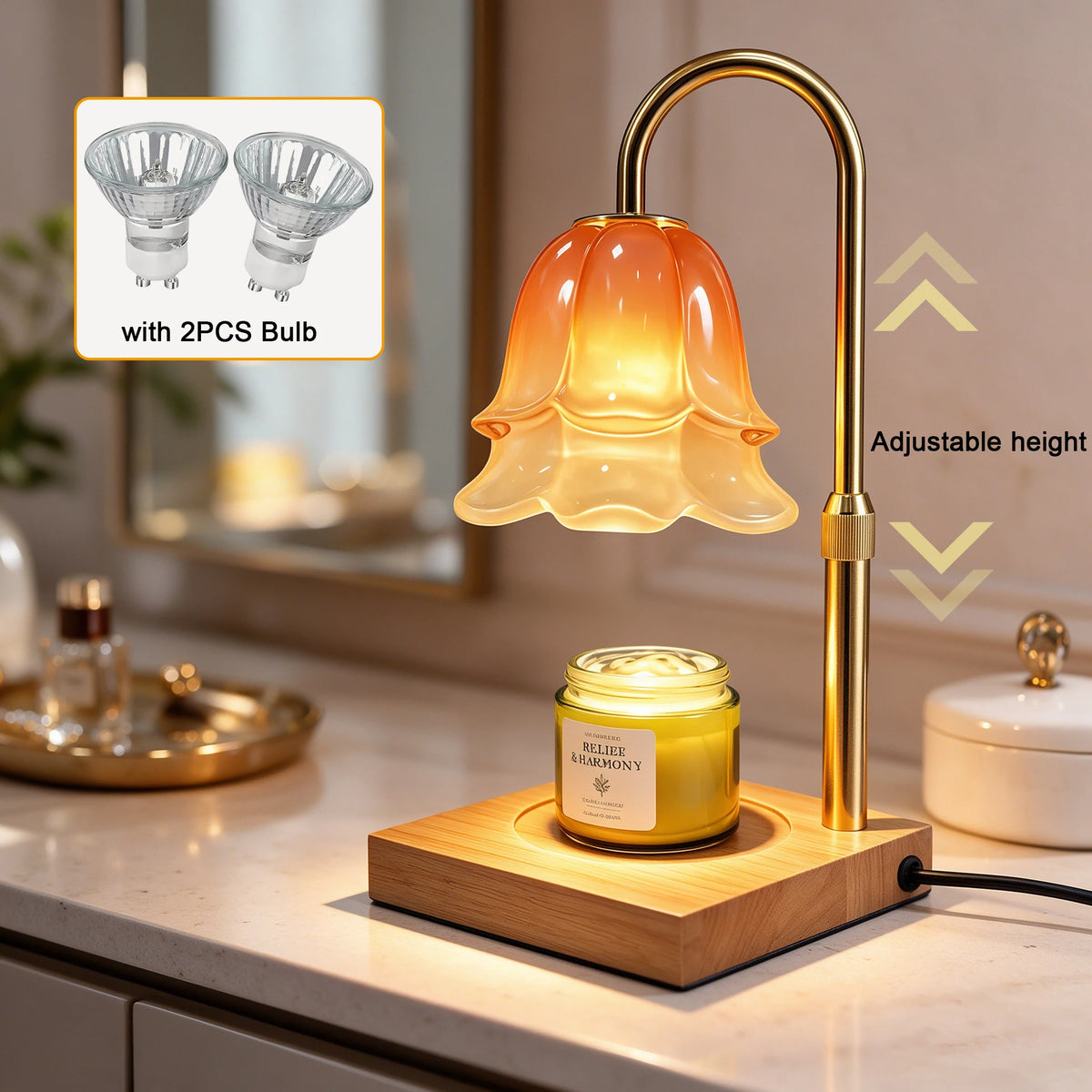 Flower Candle Warmer Lamp With Timer And Adjustable Brightness