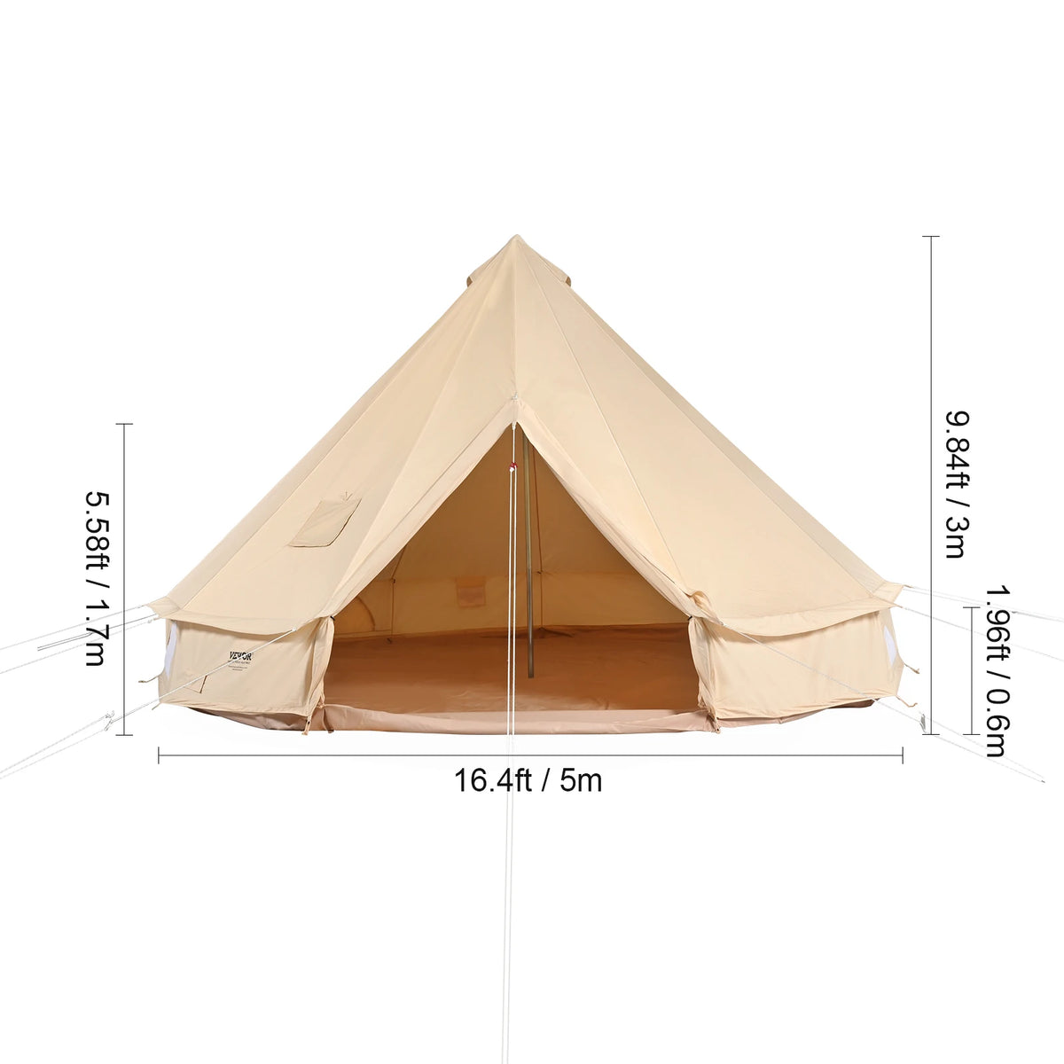 SucceBuy All Season Canvas Bell Tent For Outdoor Camping