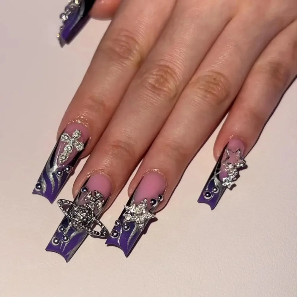 Star Planet And Cross Metal Charms For Acrylic Nail Art