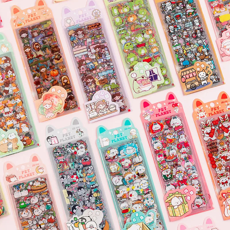 Pet Planet Cartoon Waterproof PVC Journal And Pencil Case Stickers