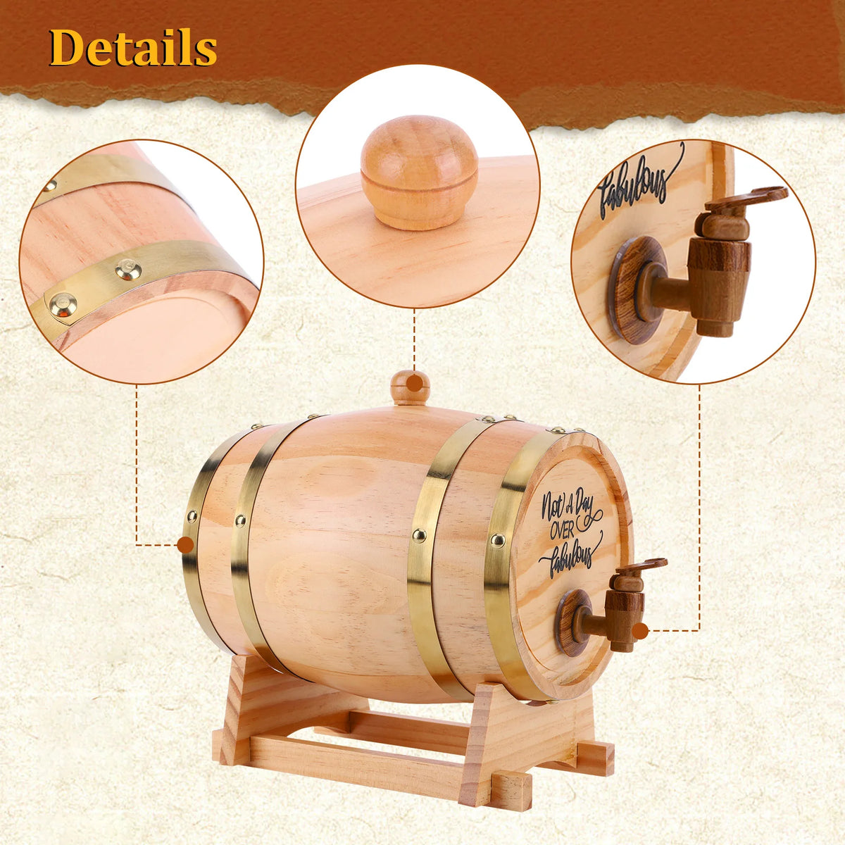 3L Engraved Whiskey Barrel with Stand Bung and Spigot Wooden Whiskey Barrel Wine Barrel for Cocktails Bourbon Rum Tequila Beer