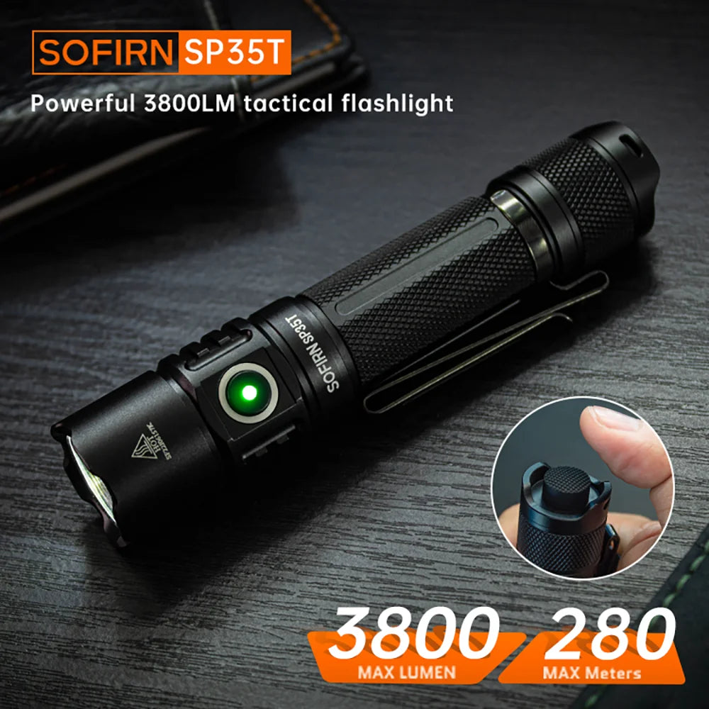 Sofirn SP35T 3800LM Tactical LED Flashlight With USB C Rechargeable