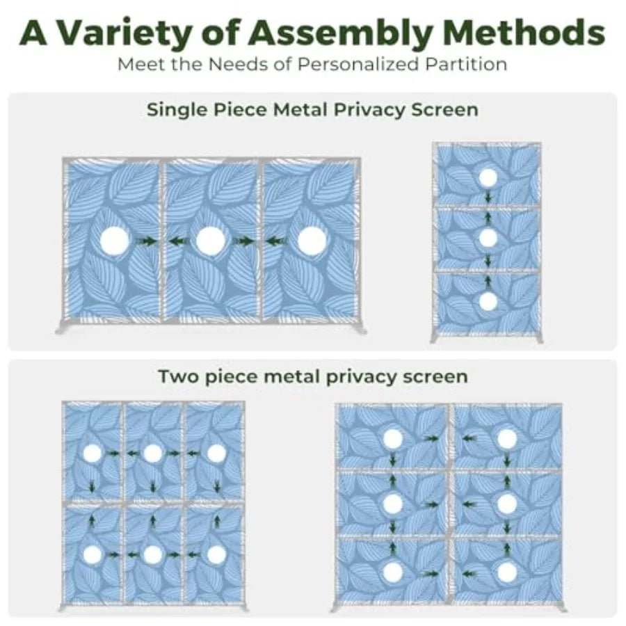 Metal Privacy Screen, 72"H x 47"W Outdoor Privacy Screen Freestanding, Decorative Balcony Privacy Screen and Panels for Patio La