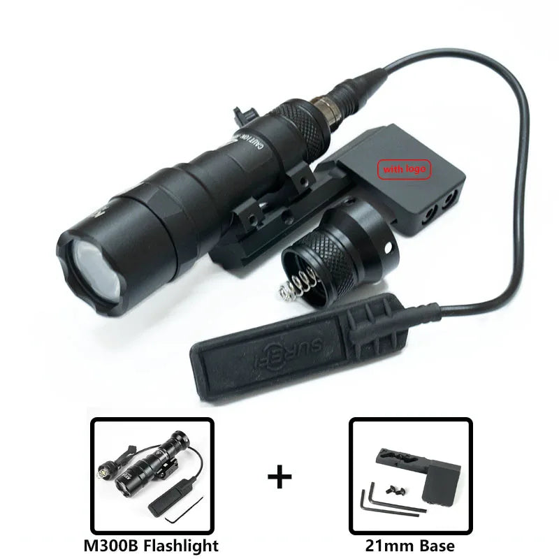 Tactical M300B M600B Flashlight Set M600C M300C LED Airsoftl Hunting Lamp with MLOK or 20MM Light Mount+SF Plug Momentary Switch
