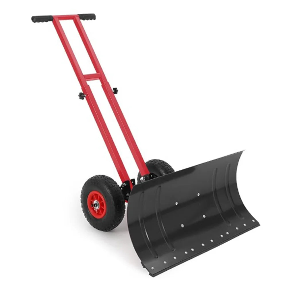 HiMISS Heavy Duty Wheeled Snow Shovel With Adjustable Handle