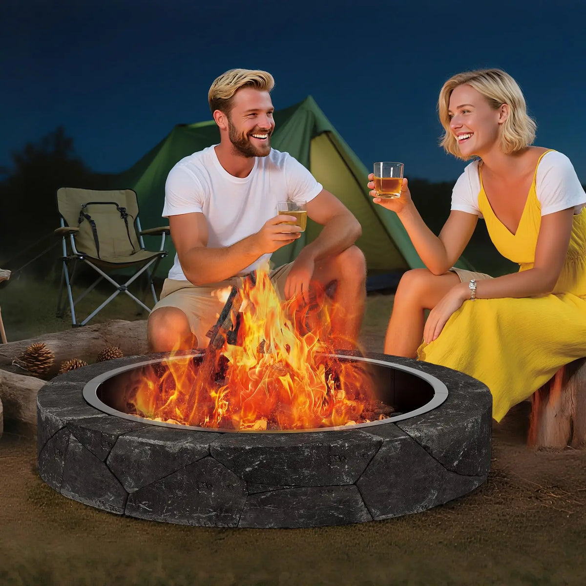 Outdoor Heavy Duty Steel Smokeless Fire Pit Ring Insert