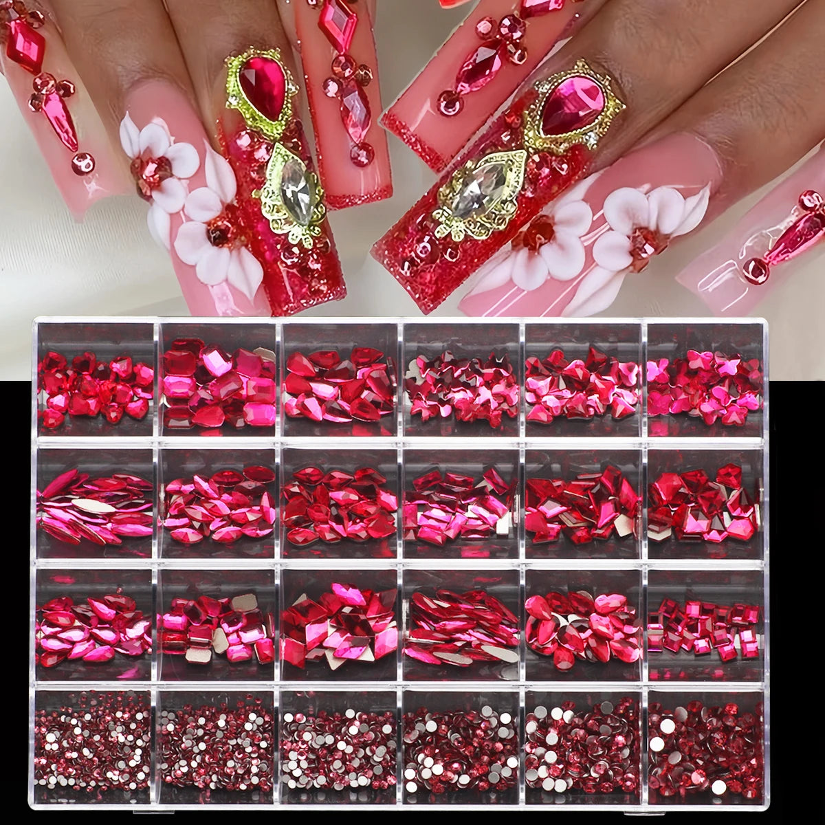Multi Shaped 3D Crystal Nail Gems and Rhinestone Art Kit