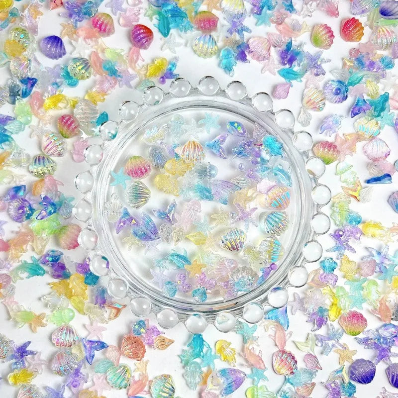 3D Simulated Conch Shell And Jellyfish Ocean Nail Art Decorations
