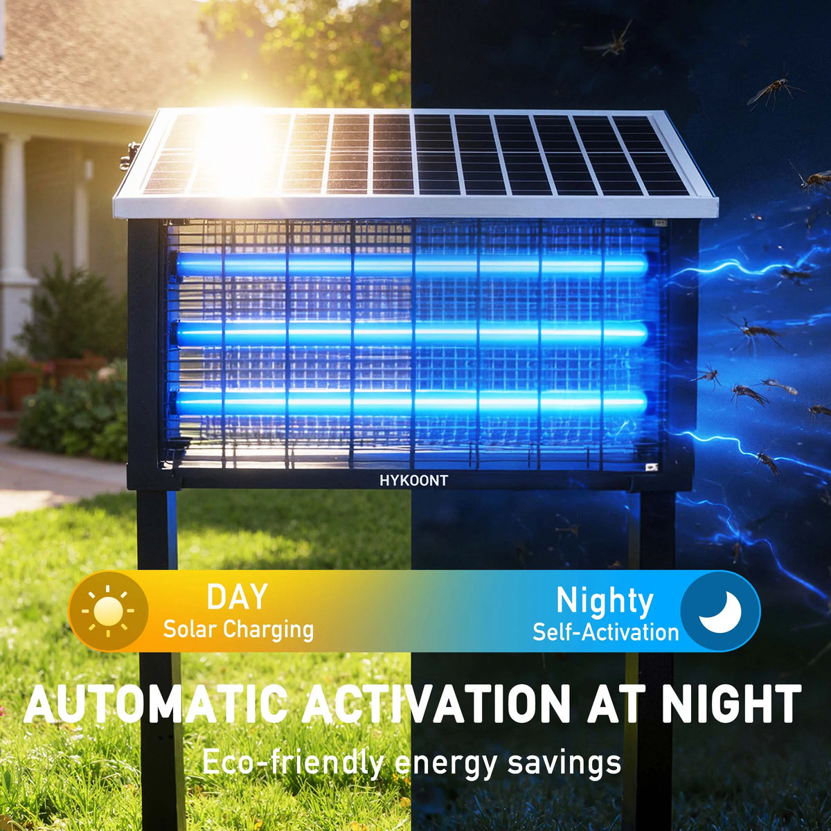Solar Bug Zapper, Outdoor Mosquito Killer with LED Light, 3500V Electric Insect Trap, USB Rechargeable Fly Zapper for Patio Garden Backyard Camping