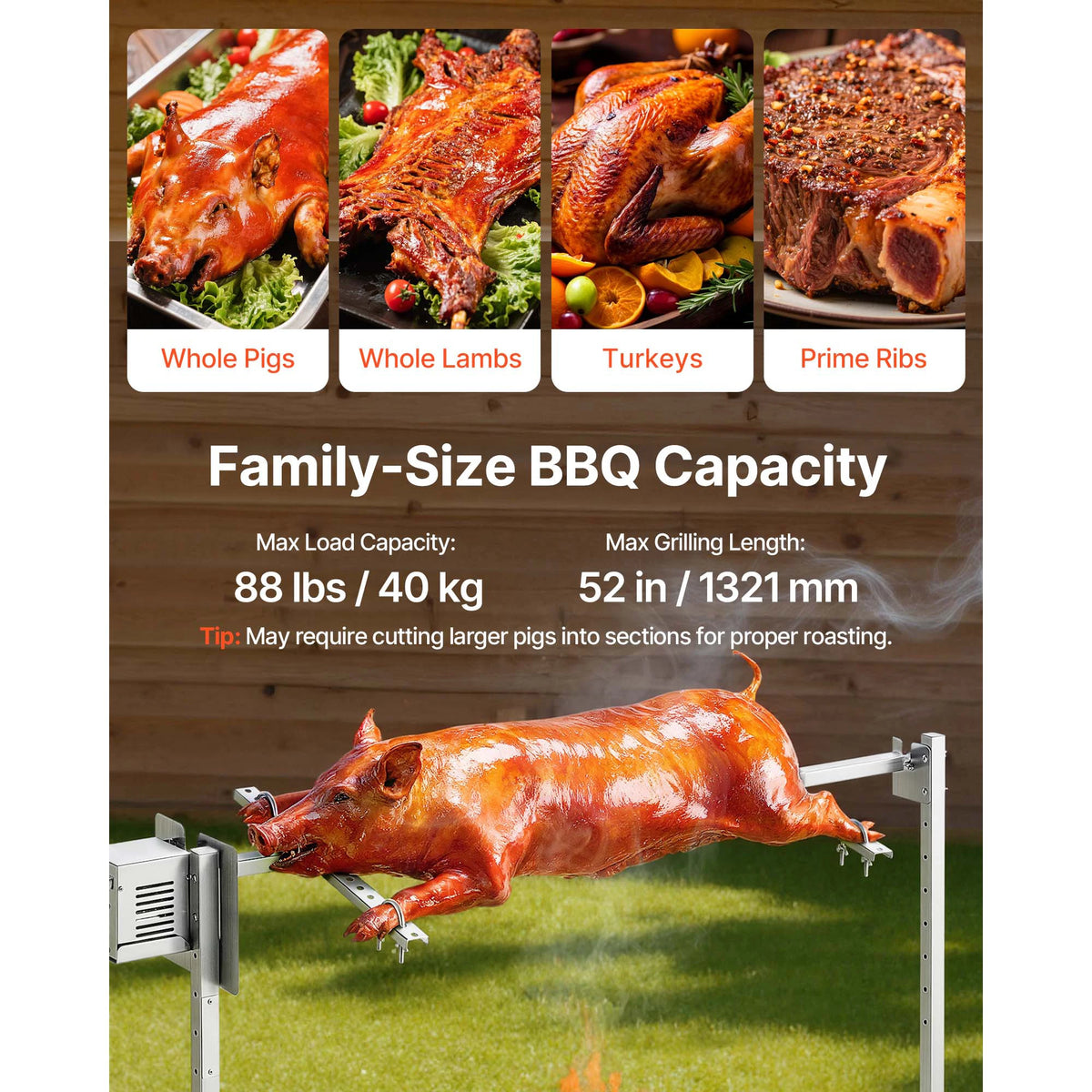 SucceBuy Rotisserie Grill Kit With Electric Motor For BBQ Parties