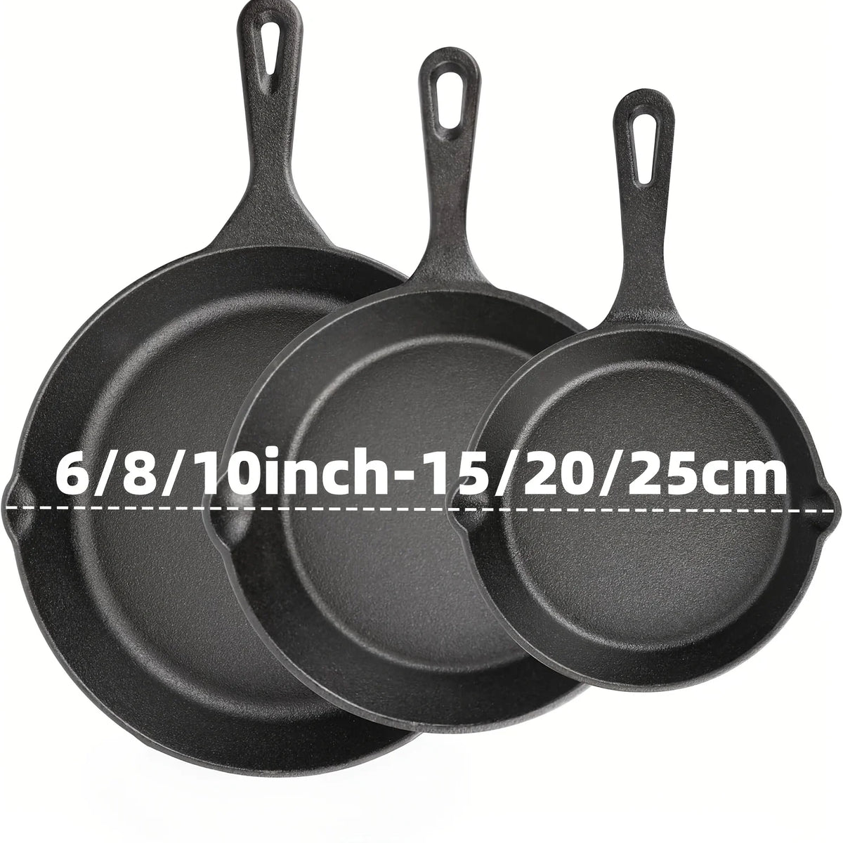 Preseasoned Cast Iron Skillet Set for Oven Grill and Campfire