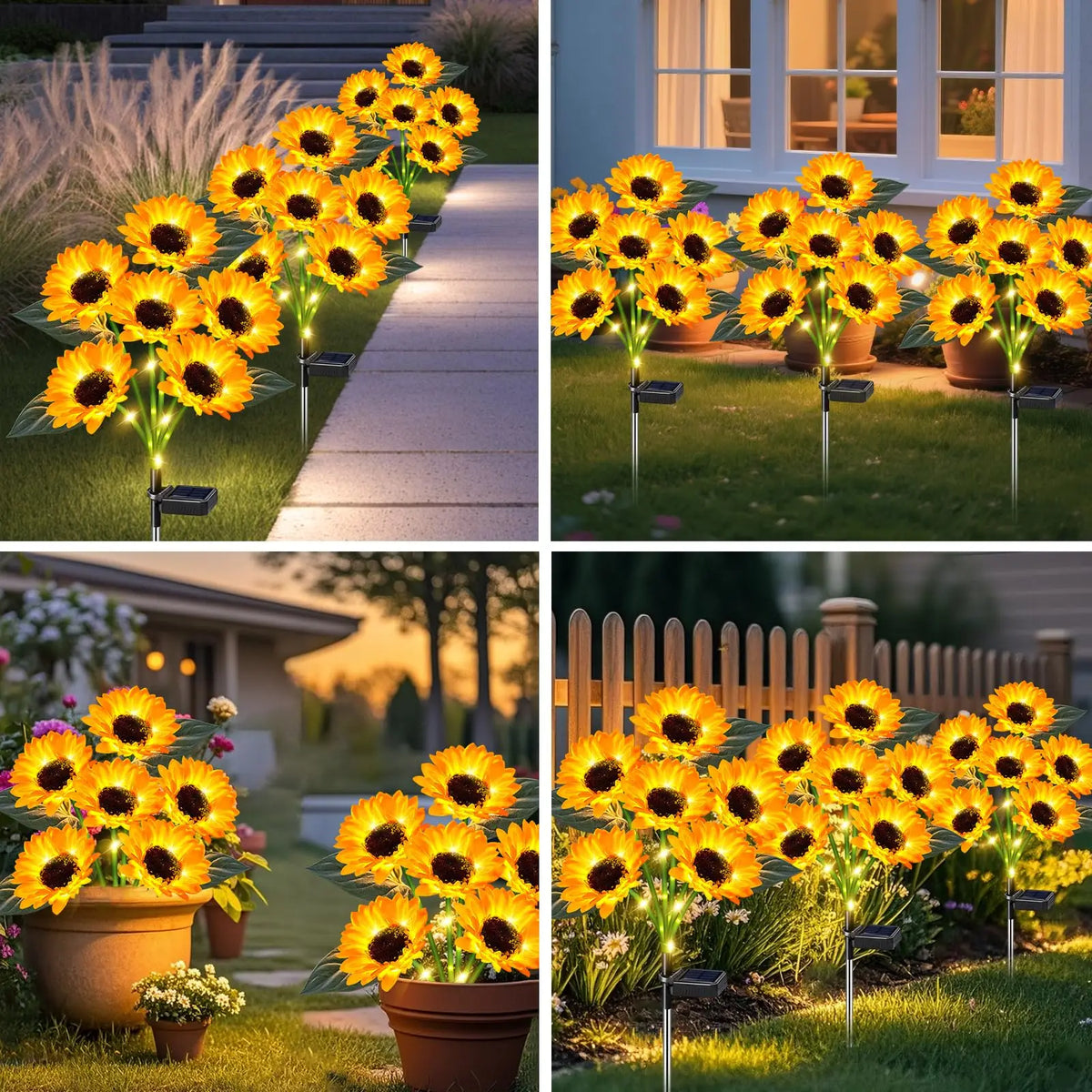 KPSTEK Solar Sunflower Garden Lights Waterproof Outdoor Decor
