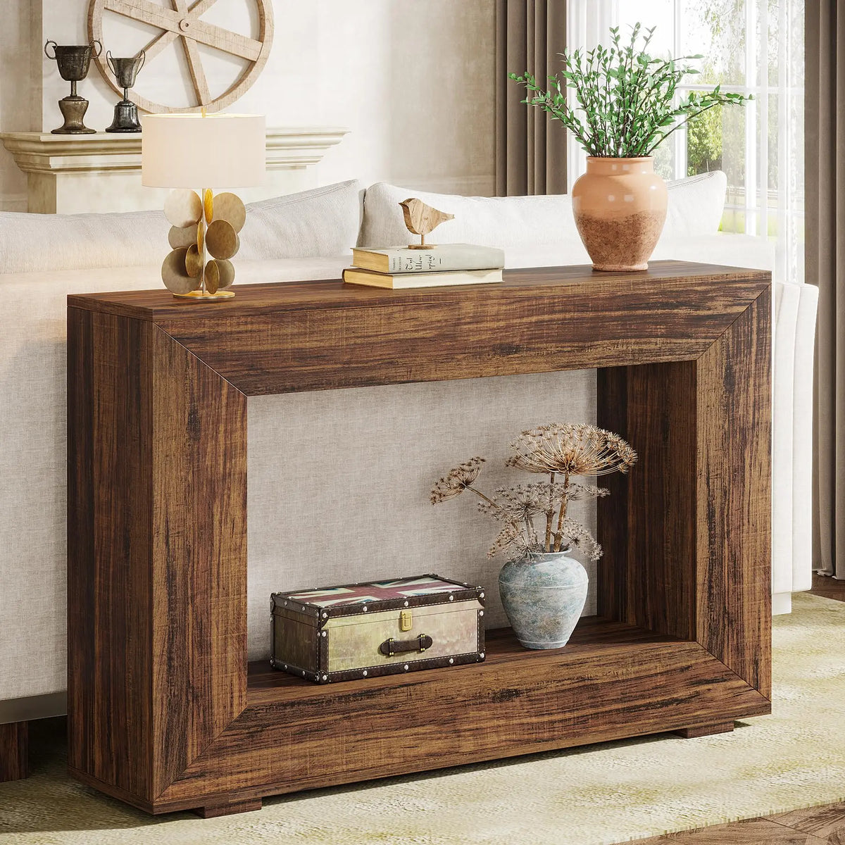 Tribesigns 47" Farmhouse Console Table with Storage, Industrial Hallway Sofa Table for Entryway, Living Room