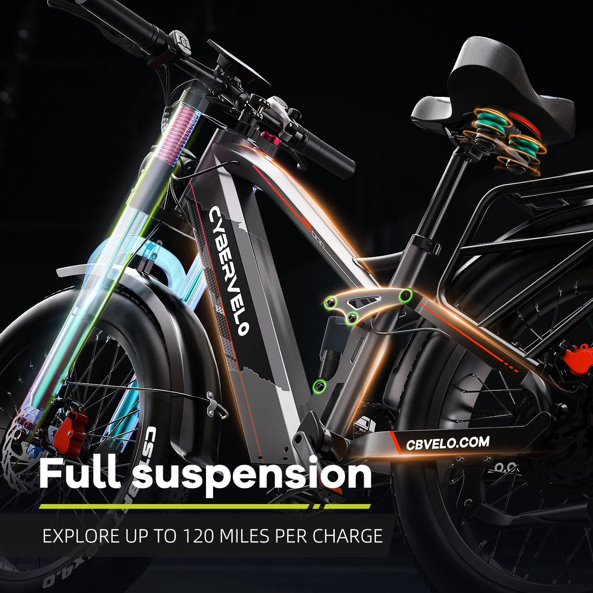 Cybervelo Peak Power Fat Tire Electric Mountain Commuter Bike