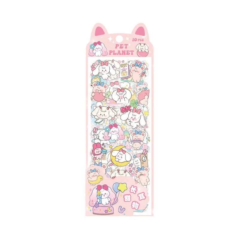 Pet Planet Cartoon Waterproof PVC Journal And Pencil Case Stickers