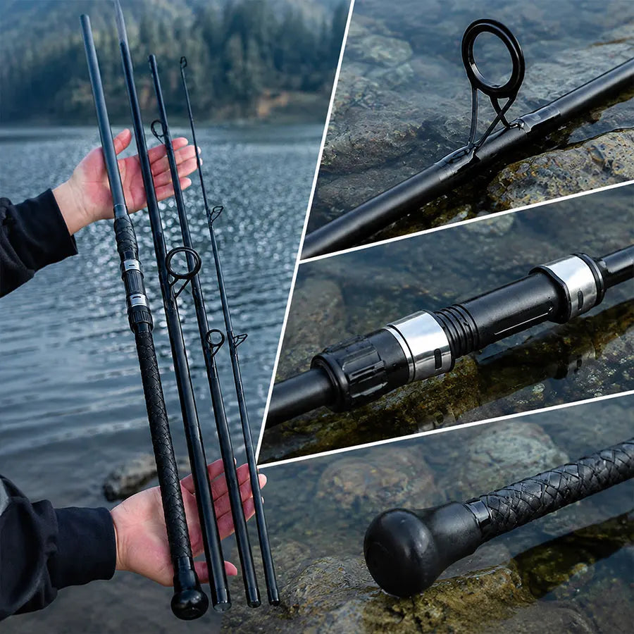 4 Sections surf Fishing Rod High Carbon Fiber Long Throw Surf Spinning Rod 15-40LB Line Wt. Heavy Power Fishing Pole