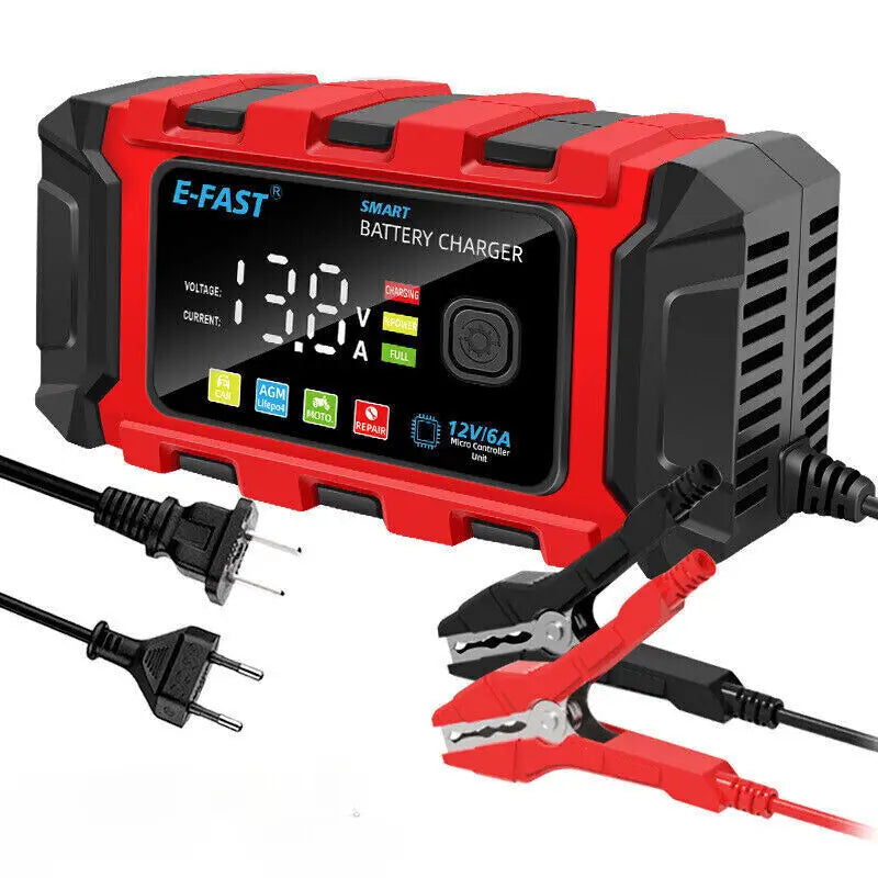 12V 6A Smart Battery Charger Trickle Maintainer for Auto Truck Lawn Mower Marine