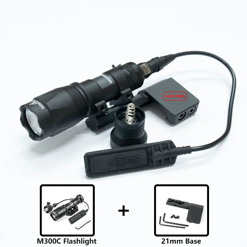Tactical M300B M600B Flashlight Set M600C M300C LED Airsoftl Hunting Lamp with MLOK or 20MM Light Mount+SF Plug Momentary Switch