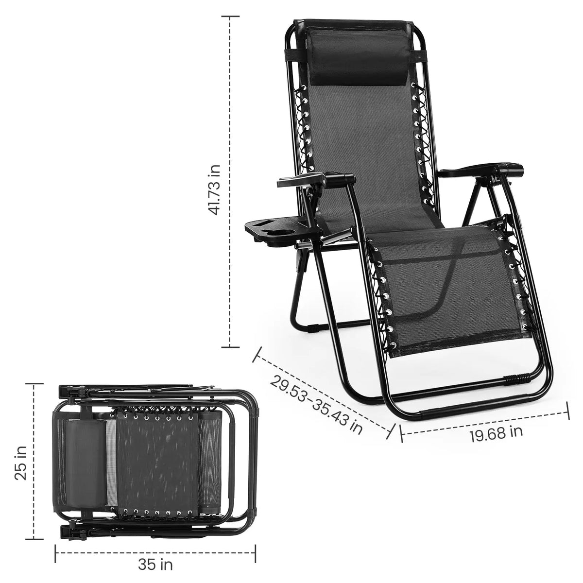 JHK Zero Gravity Recliner Lounge Chair With Adjustable Pillow