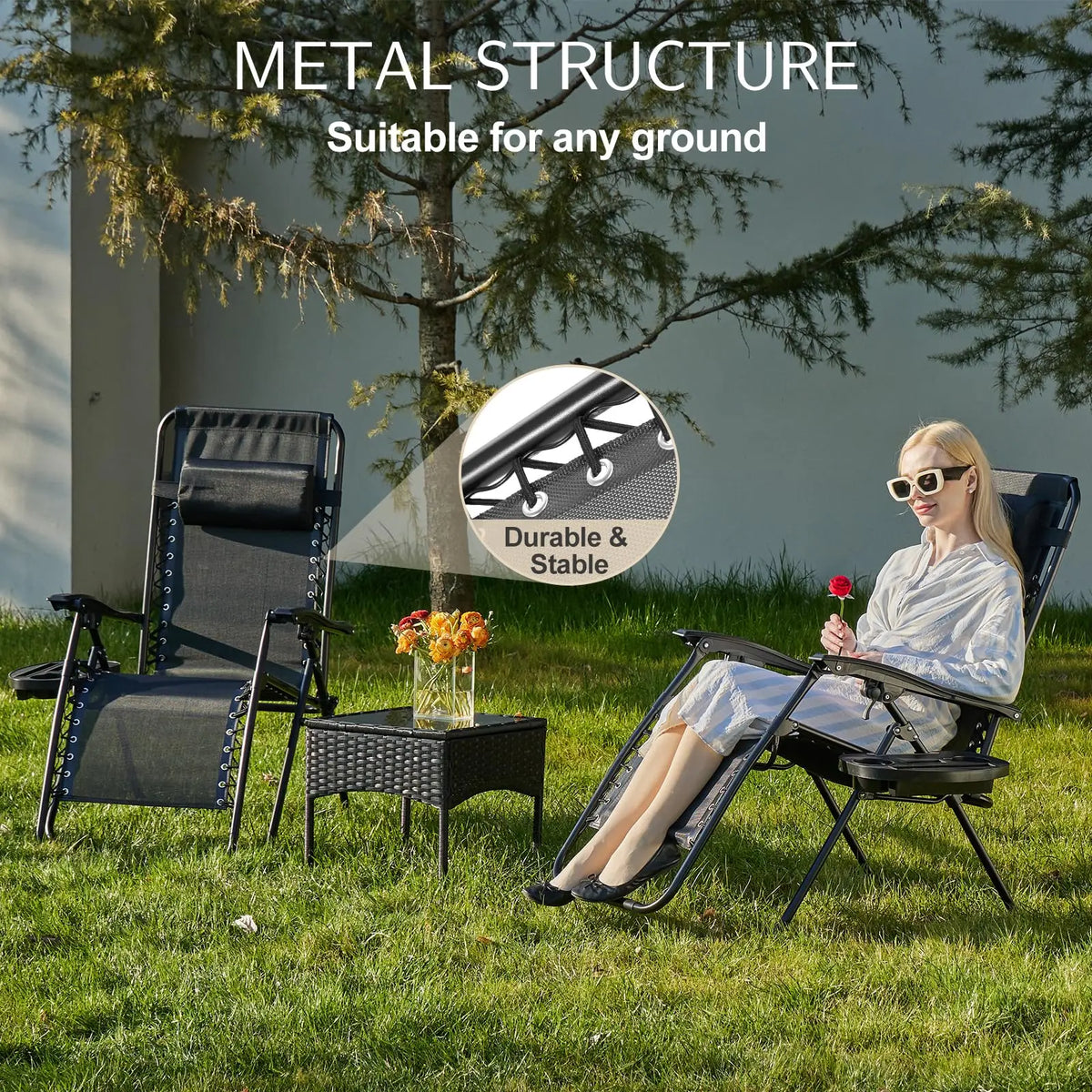 JHK Zero Gravity Recliner Lounge Chair With Adjustable Pillow