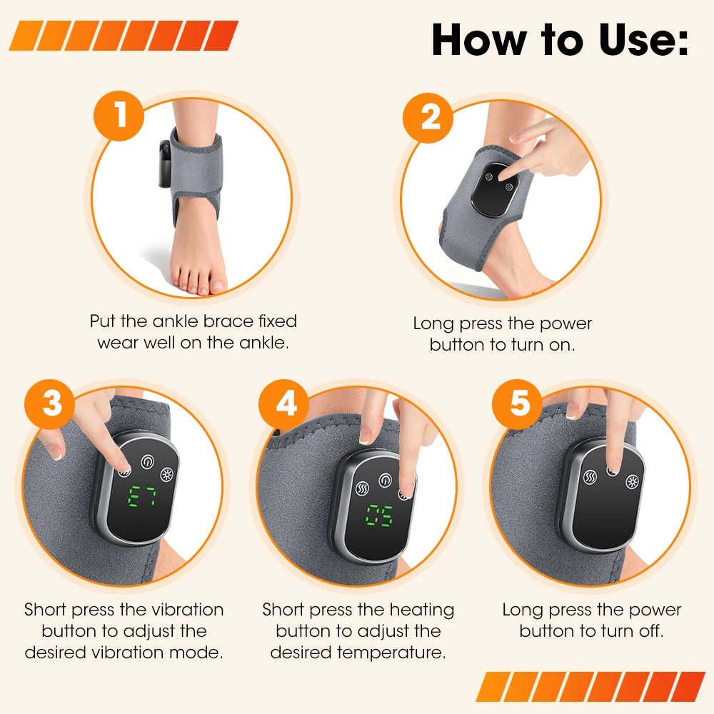 PASTSKY Red Light Ankle Brace With Heat And Vibration Therapy