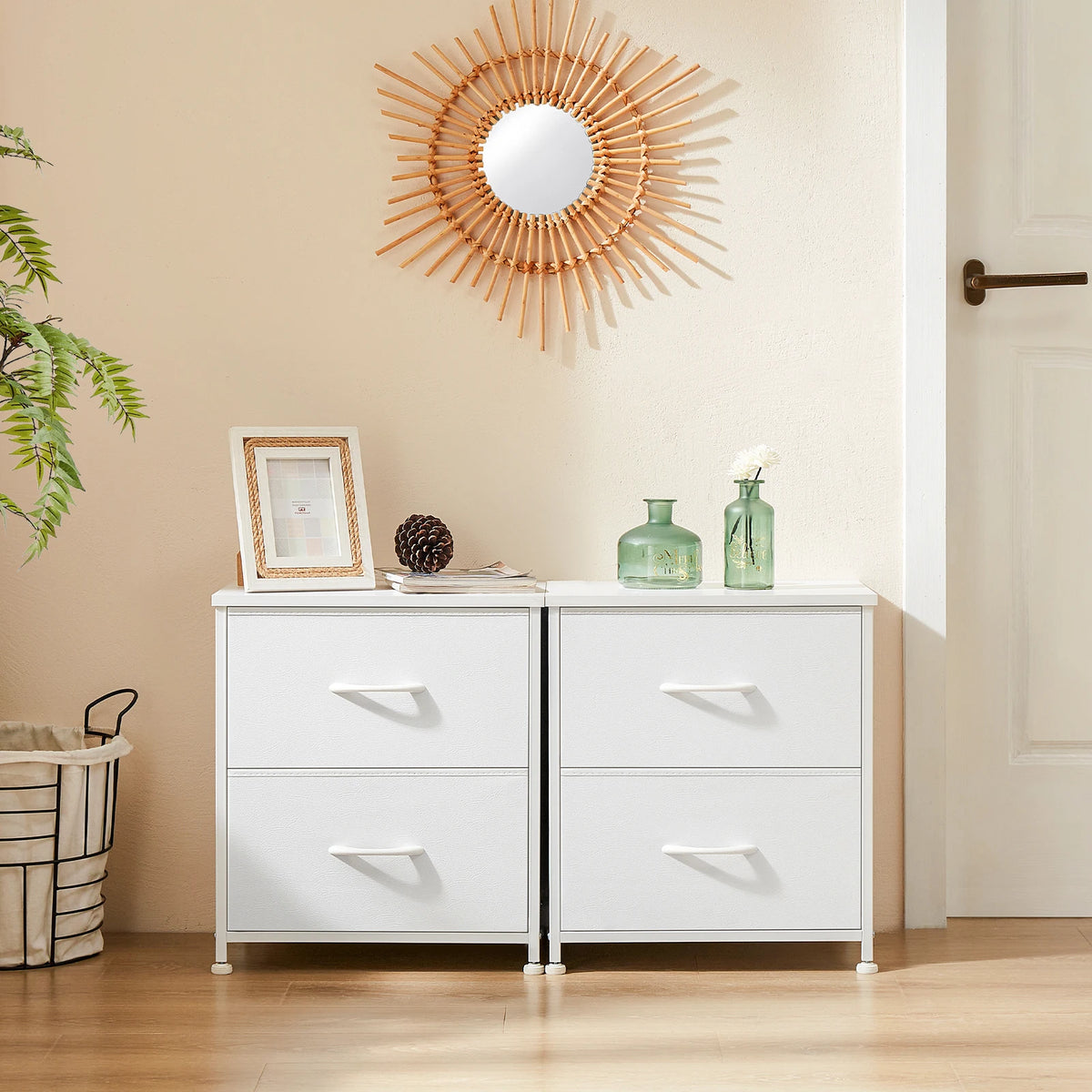 JHK Modern Fabric Drawer Living Room Storage Cabinet