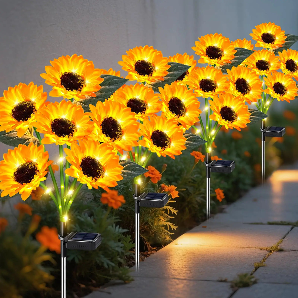 KPSTEK Solar Sunflower Garden Lights Waterproof Outdoor Decor
