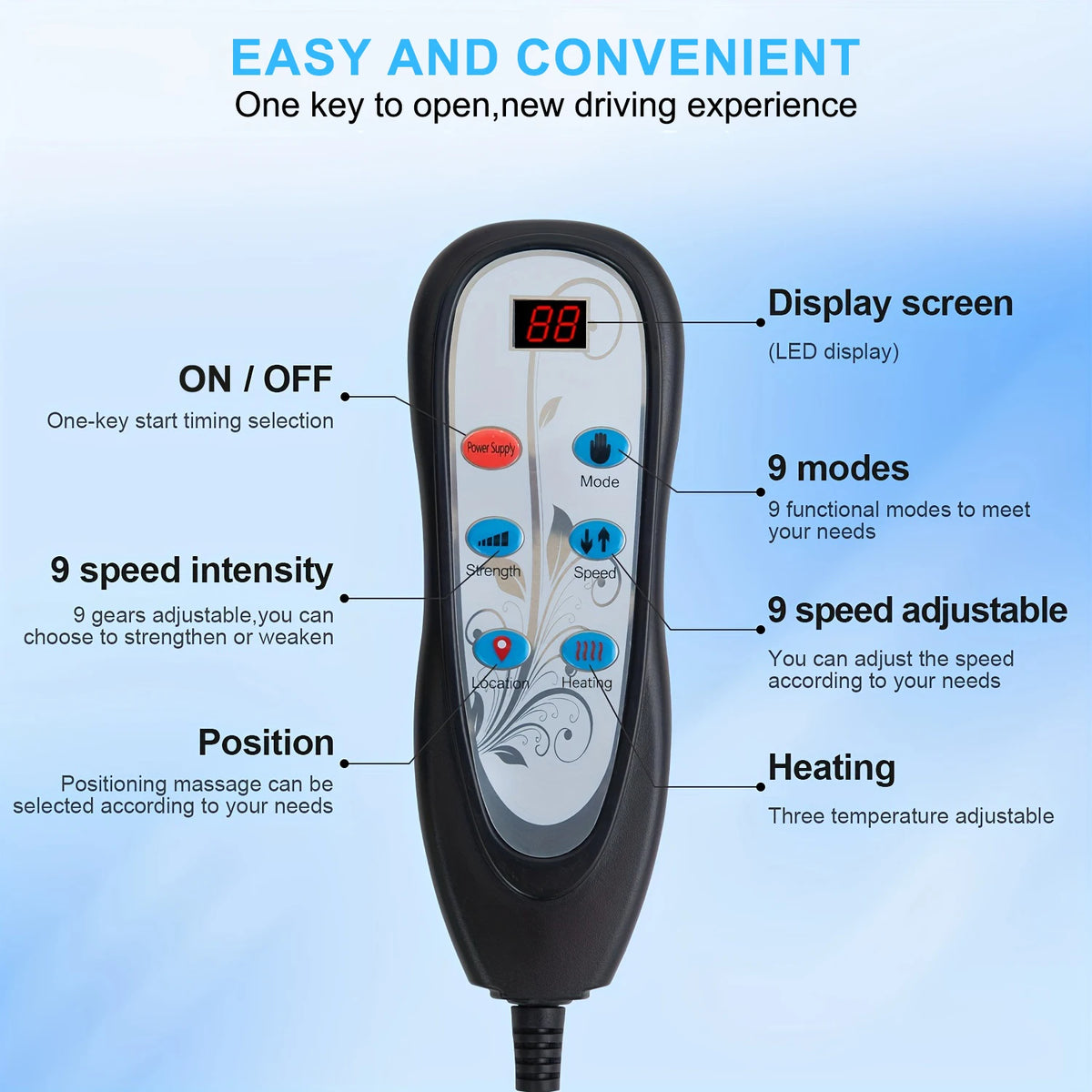 Himouta Heated Massage Chair Pad With 9 Relaxation Modes